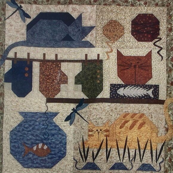 Prairie Grove Peddler 346 Pattern A Cats Life Wall Hanging 40"x42" Wearable Art - Picture 1 of 8